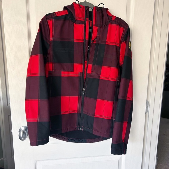 Spyder Shell red and black plaid CANADA, Alpine Canada Jacket - Picture 2 of 11